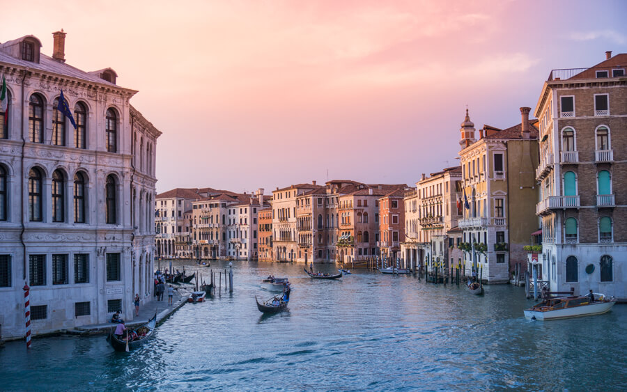 Buildings along the canals of Venice, Italy.