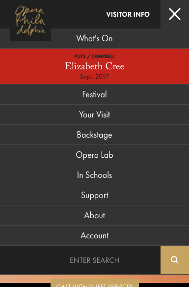 Open hamburger menu on Opera Philadelphia