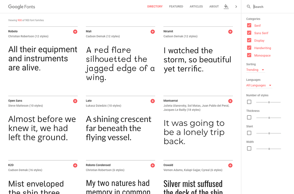 Google Fonts Website