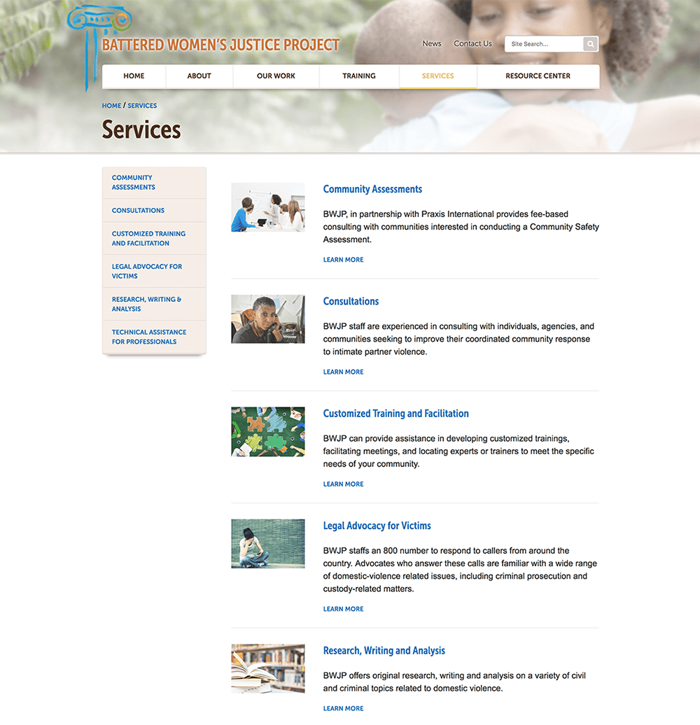 Services page website design