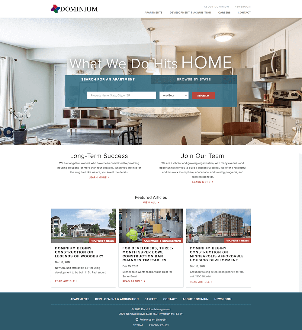 Real estate website design homepage