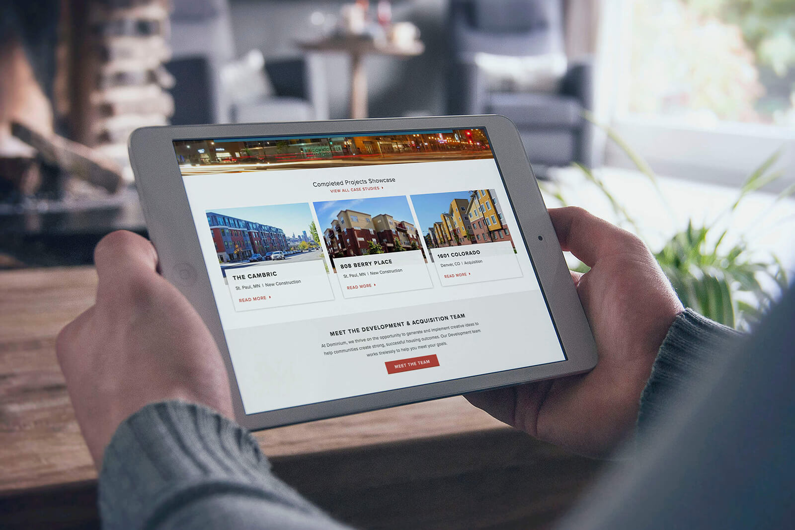 Dominium Apartments' Website Design on Tablet