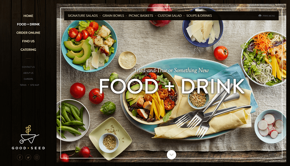 Food and Drink menu web page design