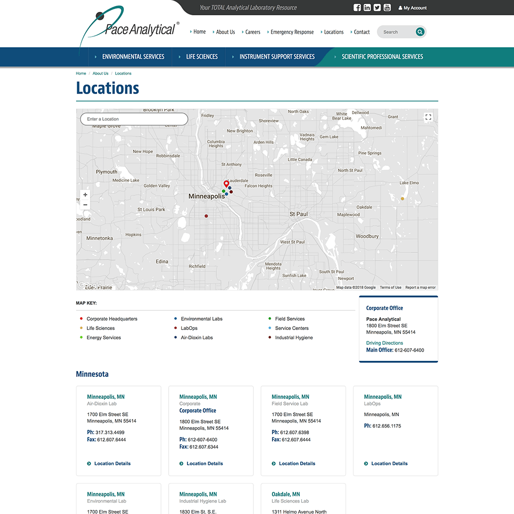 Design to show St. Paul, MN, and other locations