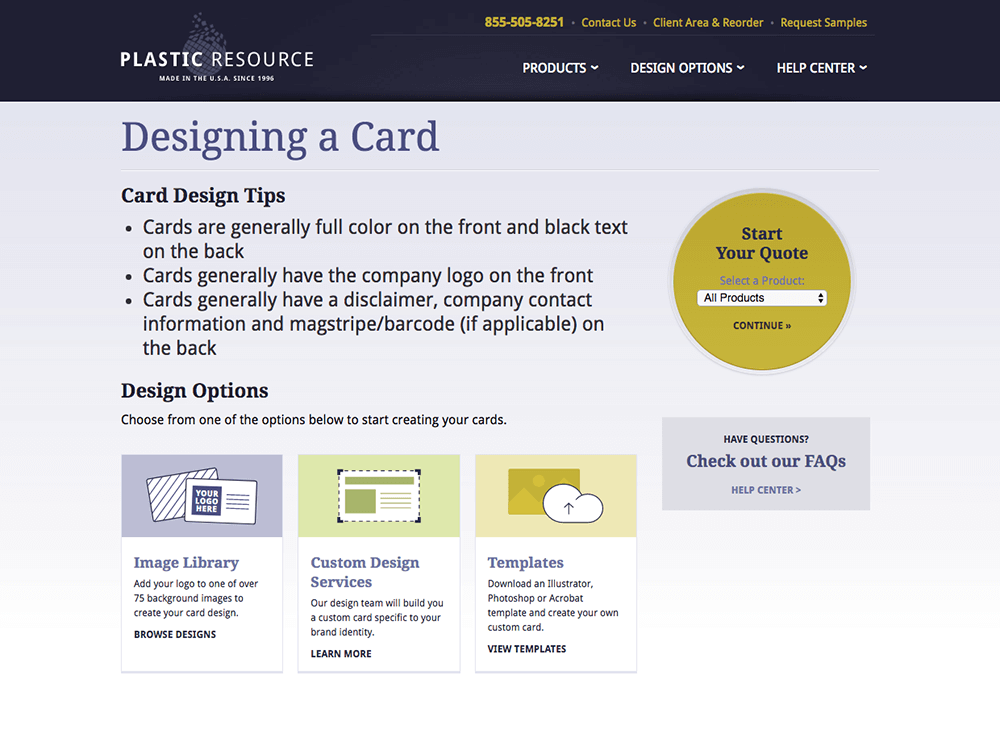 Card design option web page