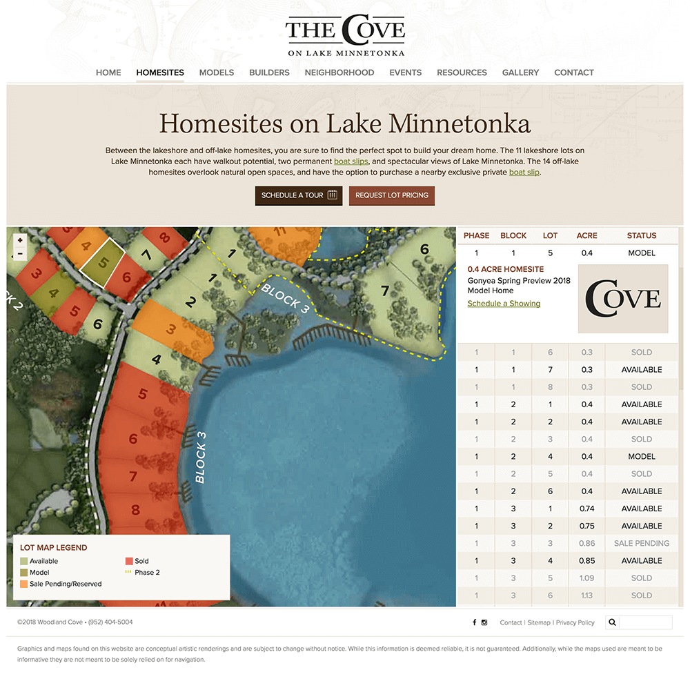 Showing interacitve design of homesites web page interface